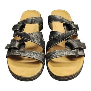 Clarks Merliah Karli Slide Sandals Womens US Size 8.5M Black Lightweight Slip On